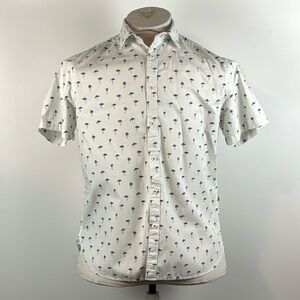 DENIM & FLOWER (RICKY SINGH)™️ Size L Slimfit White/Blue Pelican Shirt